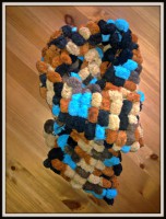 Modro-hnědá bambulková šála